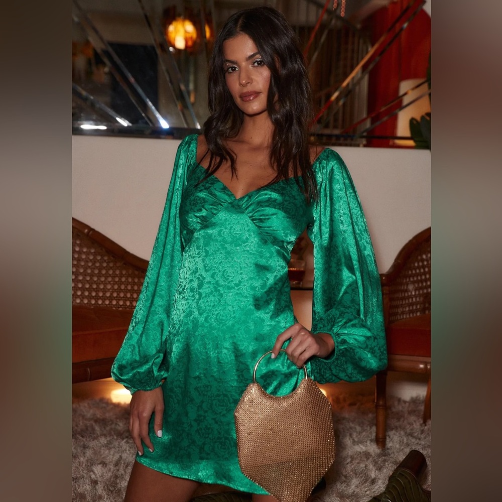 12th Tribe Hope Emerald Jacquard Mini Dress - S, NWT